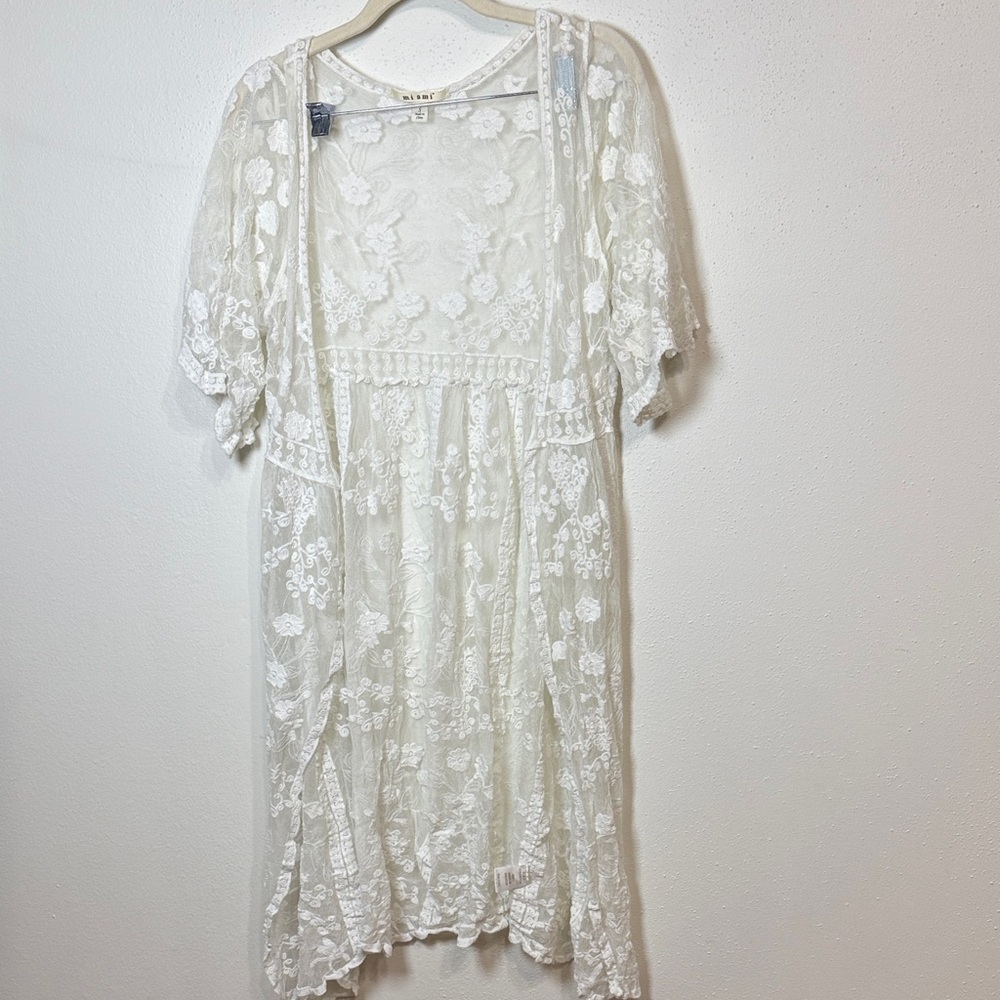 miami White Lace Kimono Cover-Up